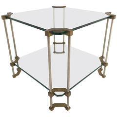 Noble House Two-Tier Brass and Glass Side Table by Peter Ghyczy Selection 8