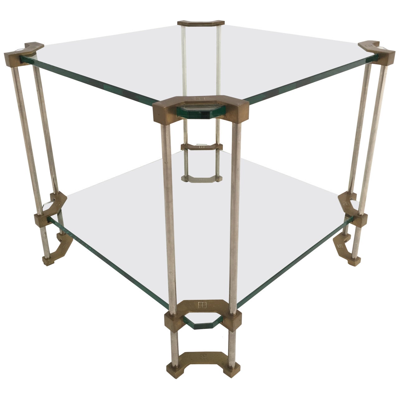 Noble House Two-Tier Brass and Glass Side Table by Peter Ghyczy Selection