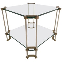 Noble House Two-Tier Brass and Glass Side Table by Peter Ghyczy Selection