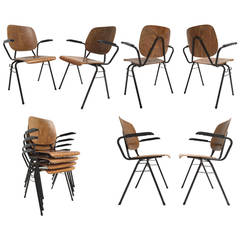 Kho Liang Le Stackable and Linkable Chairs with Armrests Model 305 for CAR, 1957 4