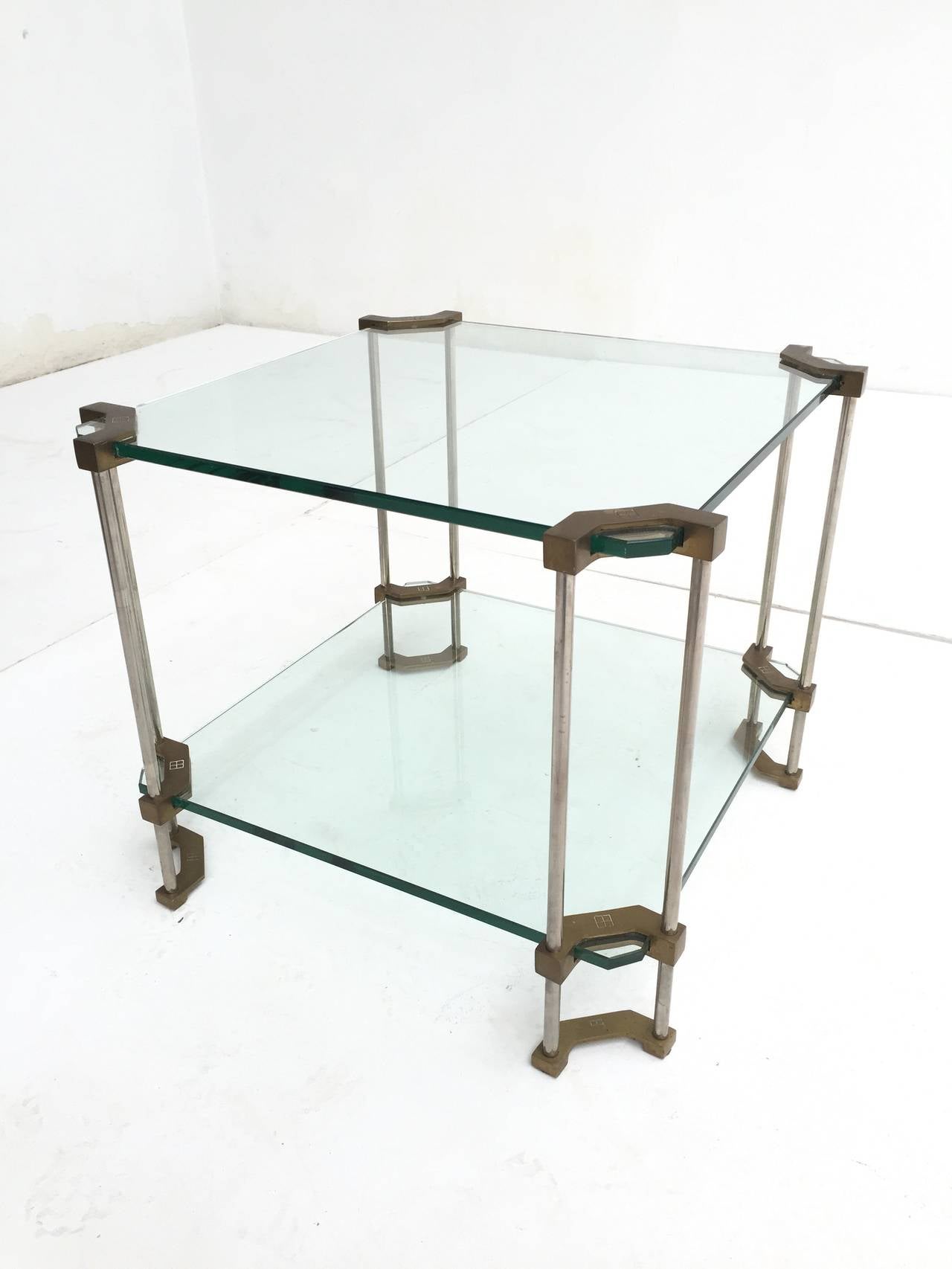 Late 20th Century Noble House Two-Tier Brass and Glass Side Table by Peter Ghyczy Selection