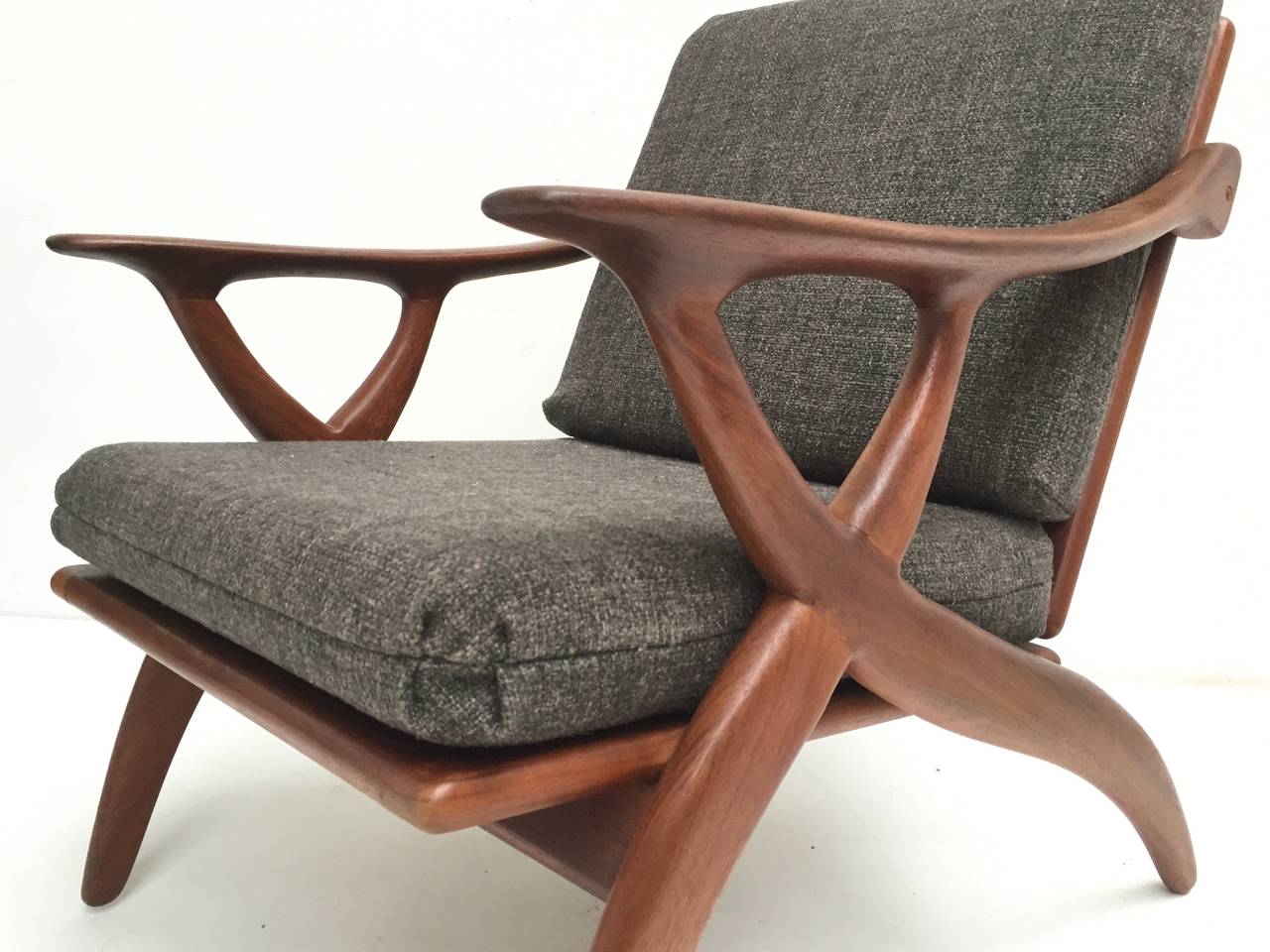 Mid-20th Century Pair of Biomorphic Teak Easy Chairs by De Ster, Gelderland, 1950s