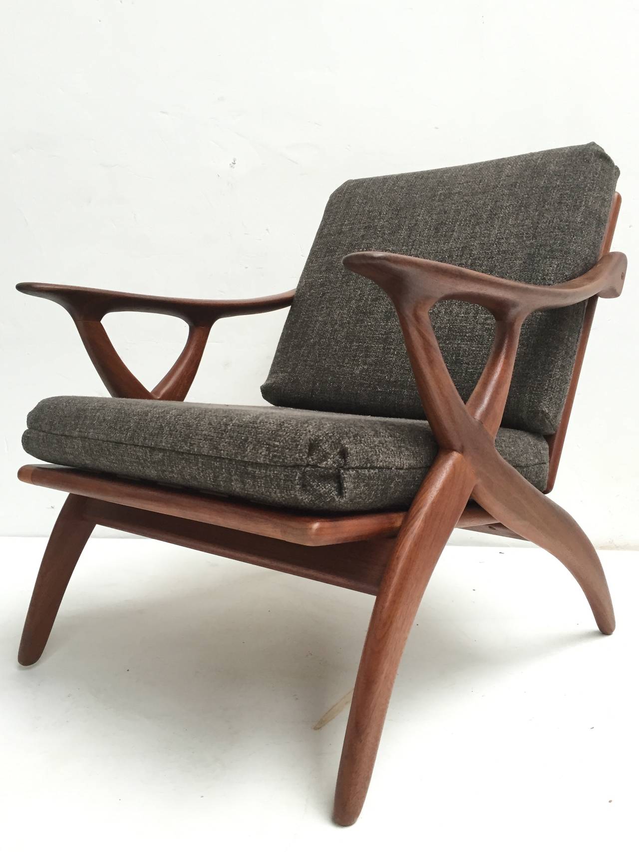 Pair of Biomorphic Teak Easy Chairs by De Ster, Gelderland, 1950s 1