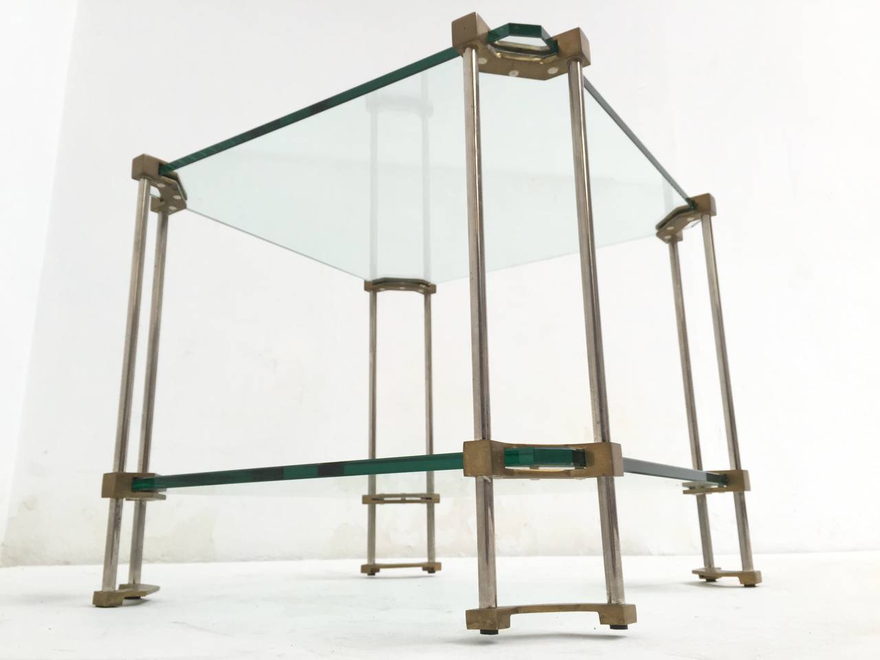 Noble House Two-Tier Brass and Glass Side Table by Peter Ghyczy Selection 4
