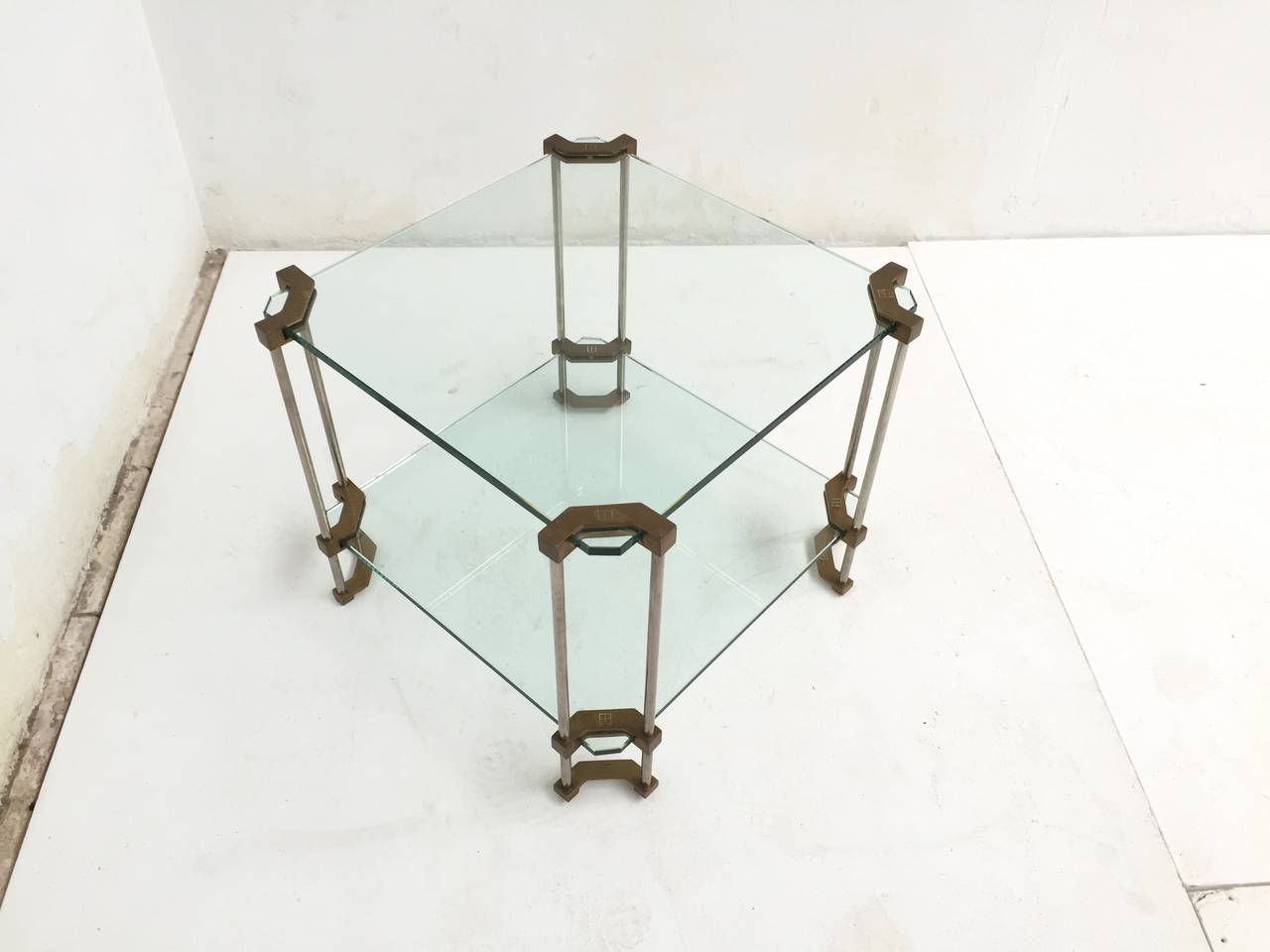 Noble House Two-Tier Brass and Glass Side Table by Peter Ghyczy Selection 2