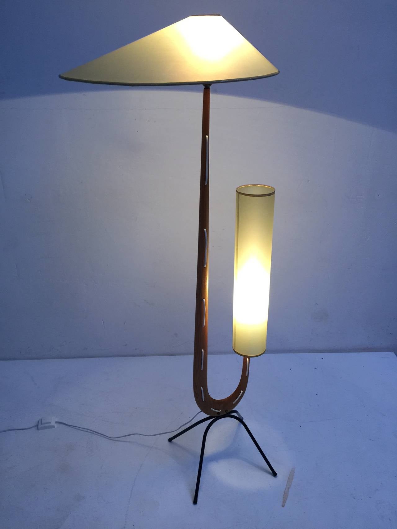 Stunning Biomorphic Sculptural Lamp by Rispal, France 1950 In Good Condition In bergen op zoom, NL