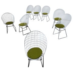 Cees Braakman Set of 8 Wire Dining Chairs, Pastoe Netherlands