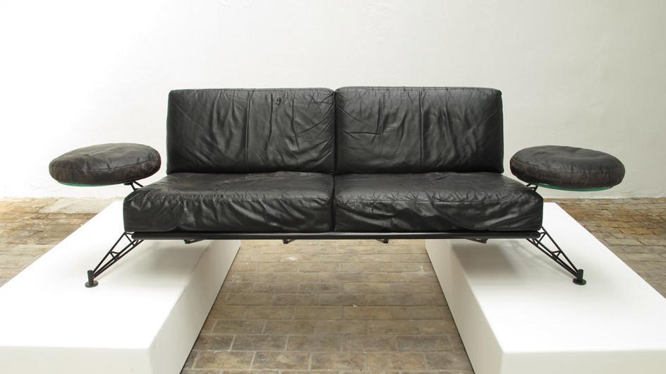 Roy Fleetwood Black Leather "Wing Sofa" Vitra, Germany