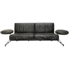 Roy Fleetwood Black Leather "Wing Sofa" Vitra, Germany
