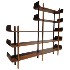 Rare teak plywood shelving by Wilhelm Lutjens for De Boer Gouda