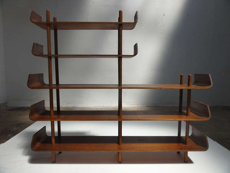 Rare teak plywood shelving by Wilhelm Lutjens for De Boer Gouda 2