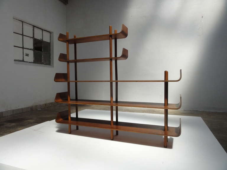 Rare teak plywood shelving by Wilhelm Lutjens for De Boer Gouda 3