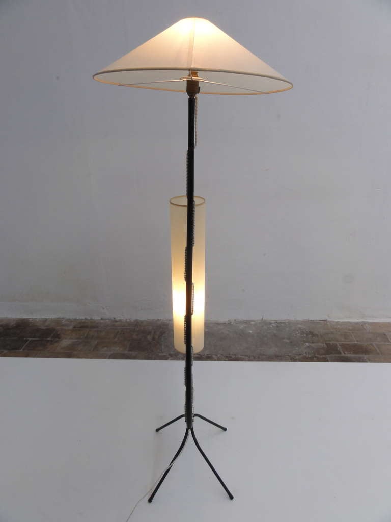 Stunning Sculptural Lamp By Rispal, France 1950 Black Ebonised Wood Version 1