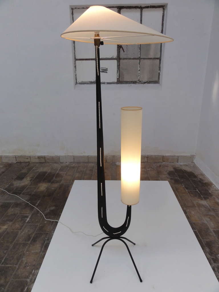 Stunning Sculptural Lamp By Rispal, France 1950 Black Ebonised Wood Version 2