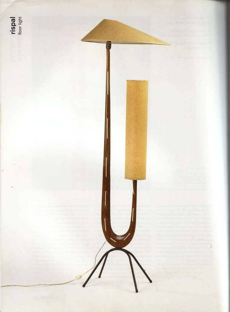 Stunning Sculptural Lamp By Rispal, France 1950 Black Ebonised Wood Version 3