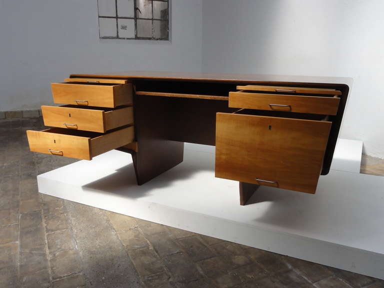 Mid-20th Century Unique Custom Made Executive Desk In Wenge & Beechwood, The Netherlands