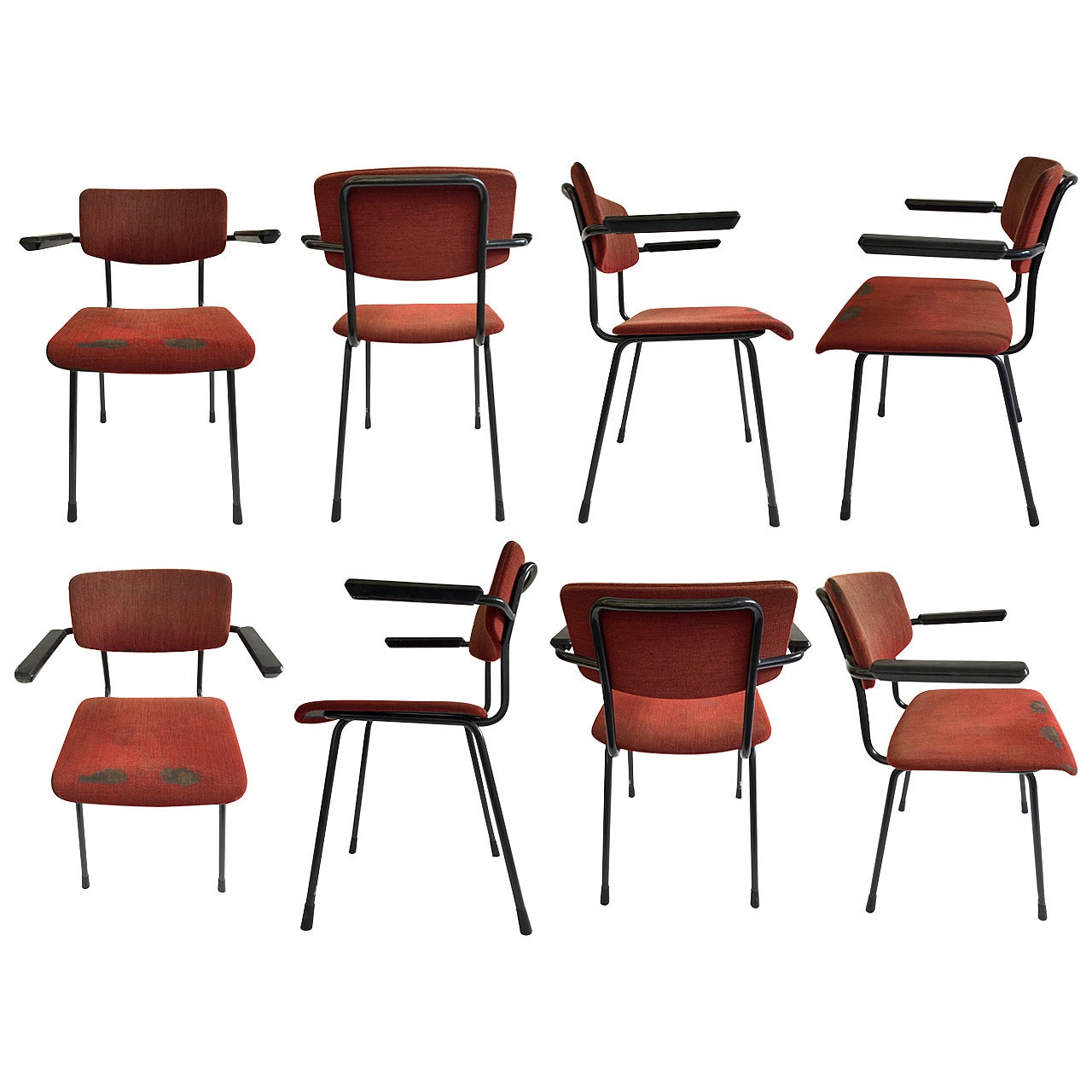Big Lot Gispen 1236 Armchairs Produced in 1960 for a Dutch University