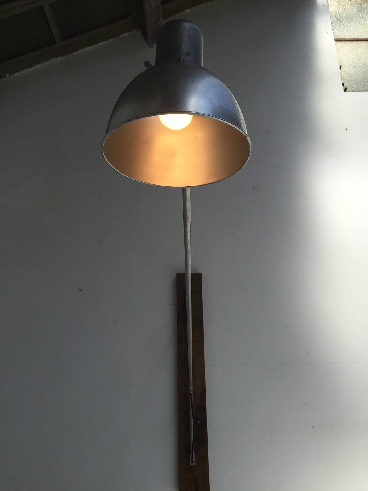 Stunning Large Swiss Industrial Alumag Belmag Swing Jib Lamp For Sale 2