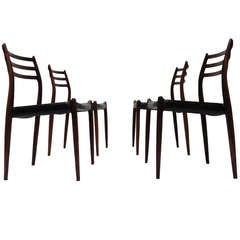 Rosewood Niels Otto Moller #78 Chair, 1962 in Original Skai Leather Upholstery