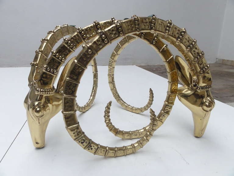 Modern Solid Brass Rams Head Coffee table in the Style of Leon Francois Chervet