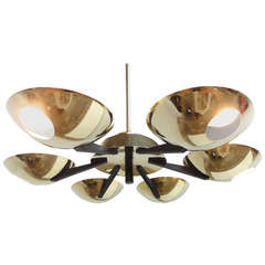 Vintage Beautiful '1036' Brass Chandelier by Stilnovo Italy, ca1955, Stilnovo Catalogue