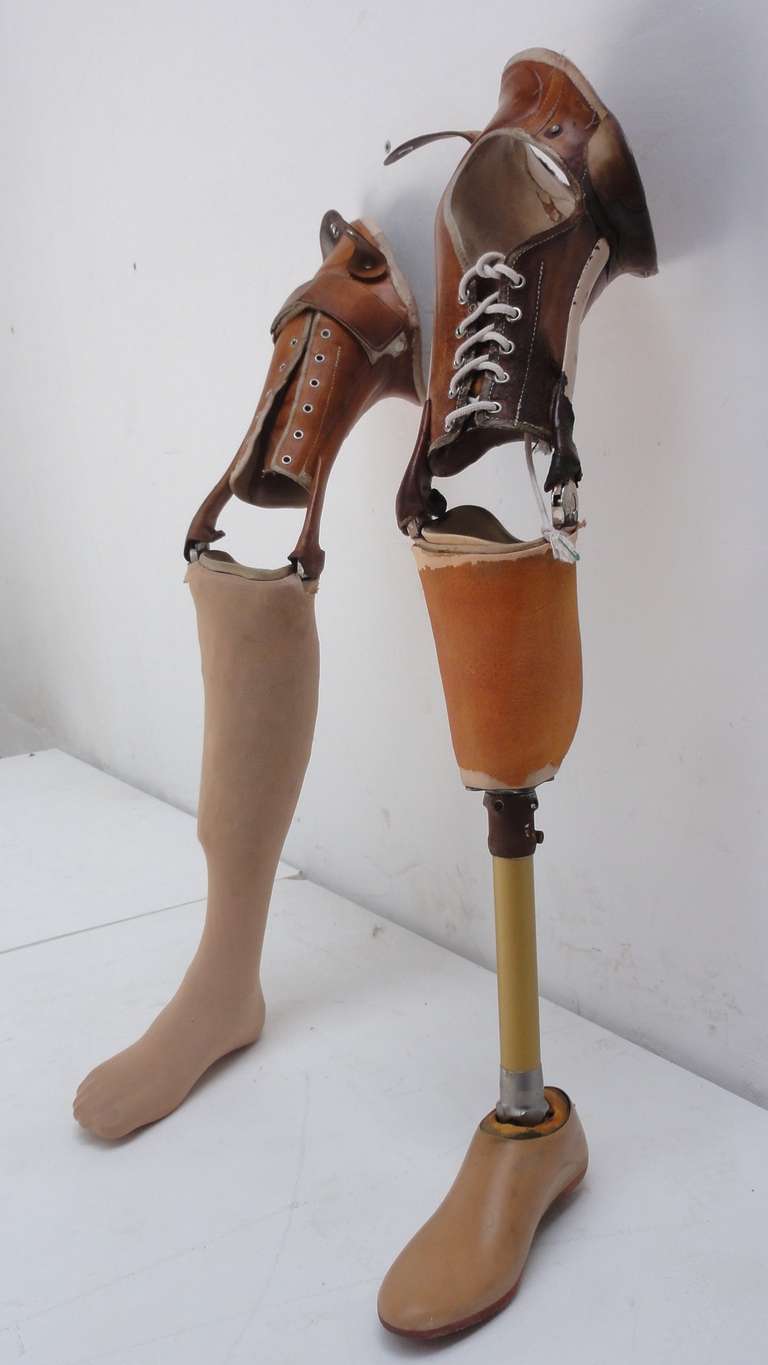 Leather Brutal and Bizarre Decorative Vintage Artificial Legs For Sale