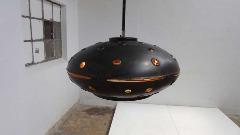 Brutalist Flying Saucer Pendant light by Nanny Still-McKinney for Raak Amsterdam