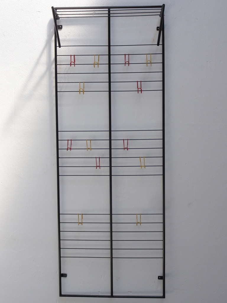 Dutch Extremely early 1st edition 'bent wire hook' 1954 Coen de Vries' coat rack with For Sale