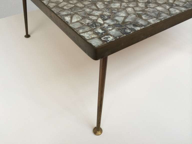 Midcentury Brass and Mosaic Glass Top Coffee Table Germany In Good Condition In bergen op zoom, NL