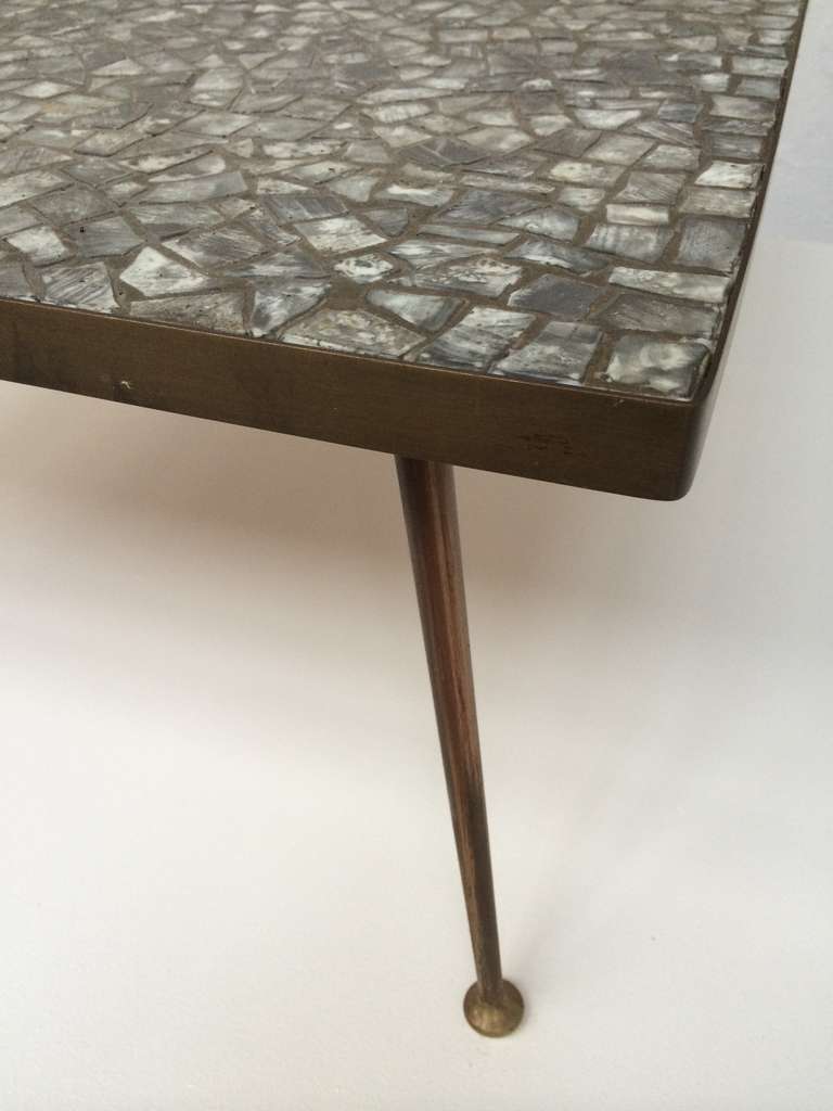 Mid-20th Century Midcentury Brass and Mosaic Glass Top Coffee Table Germany