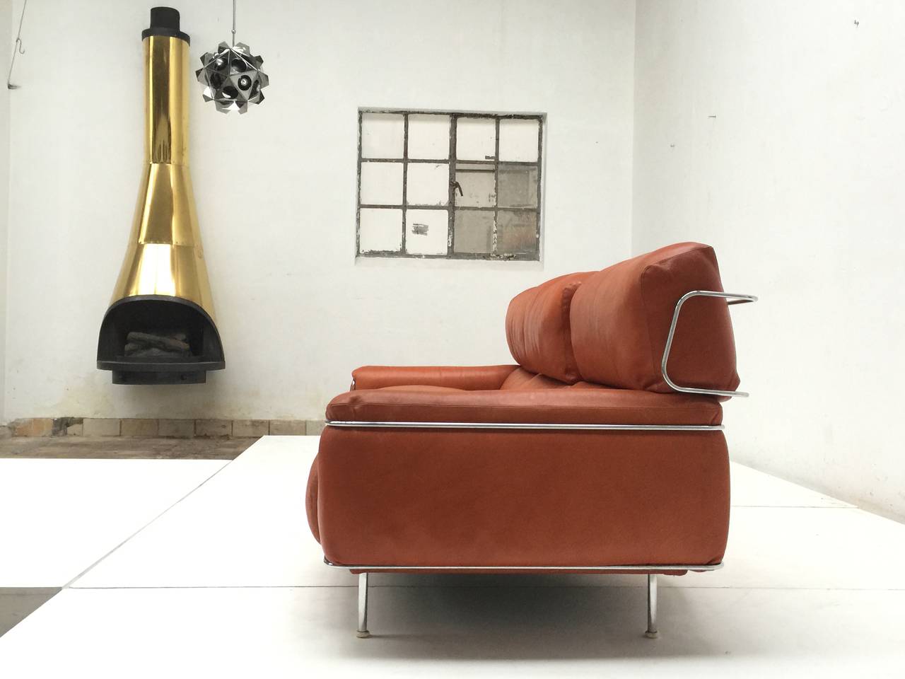 Rare Three-Seat Leather Sofa by Vittorio Introini for Saporiti, 1968, Published In Good Condition In bergen op zoom, NL