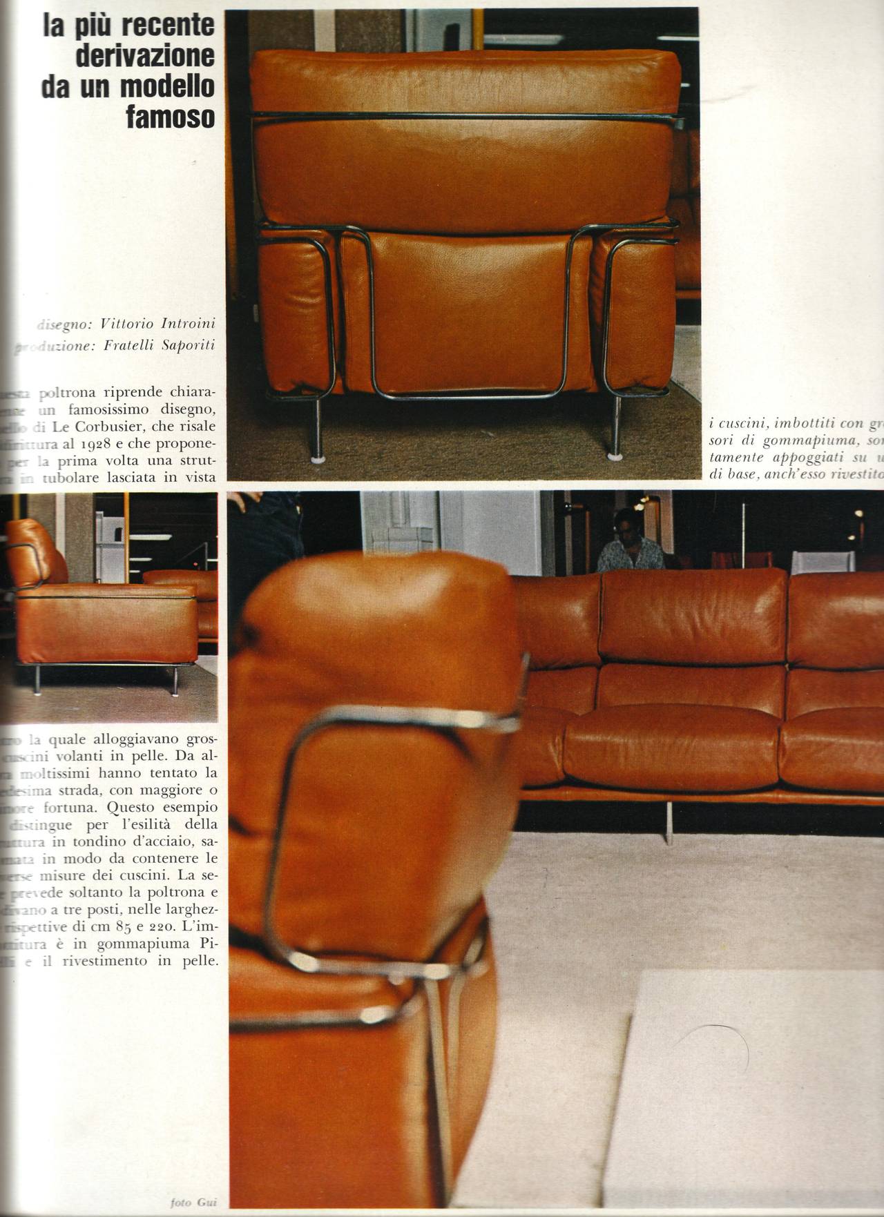 Rare Three-Seat Leather Sofa by Vittorio Introini for Saporiti, 1968, Published 3