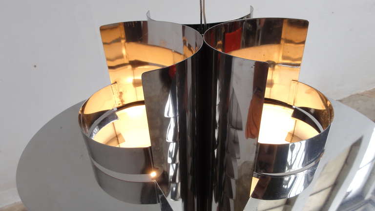 Stunning Stainless Steel Chandelier in Style of Ico Parisi's 'Iride' Series 3