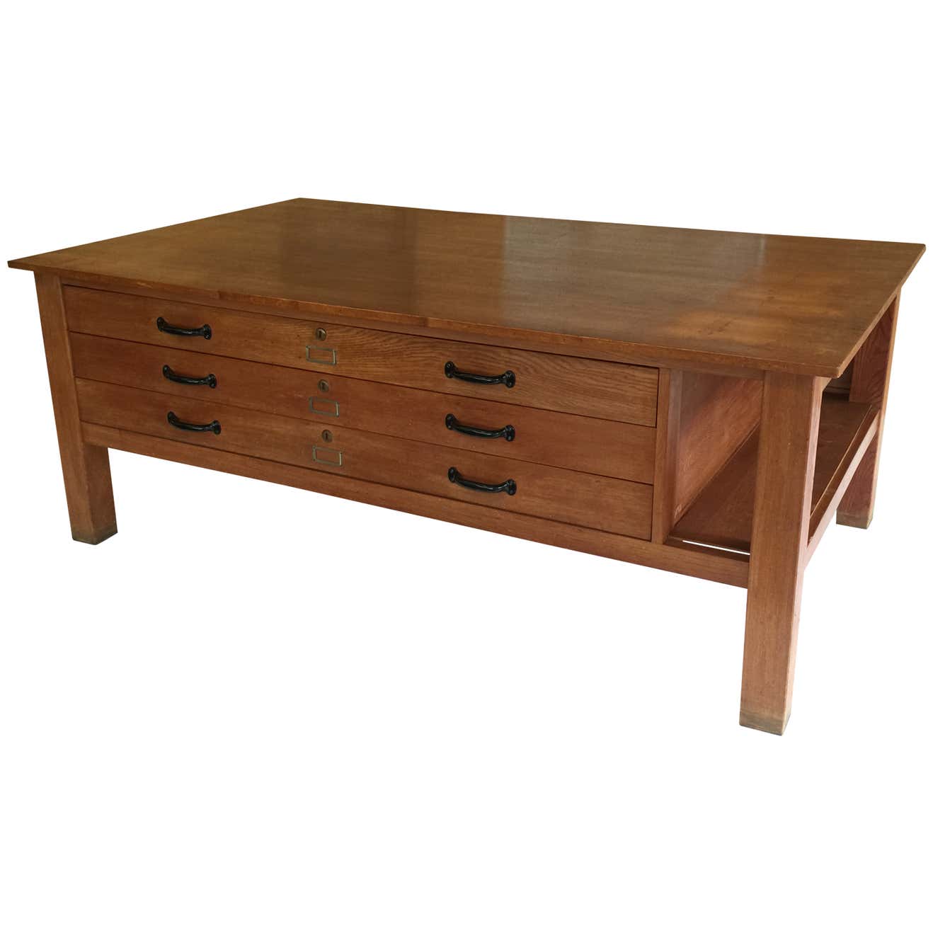 Large Oak Architects Flat File/Map Table from Dutch University at ...