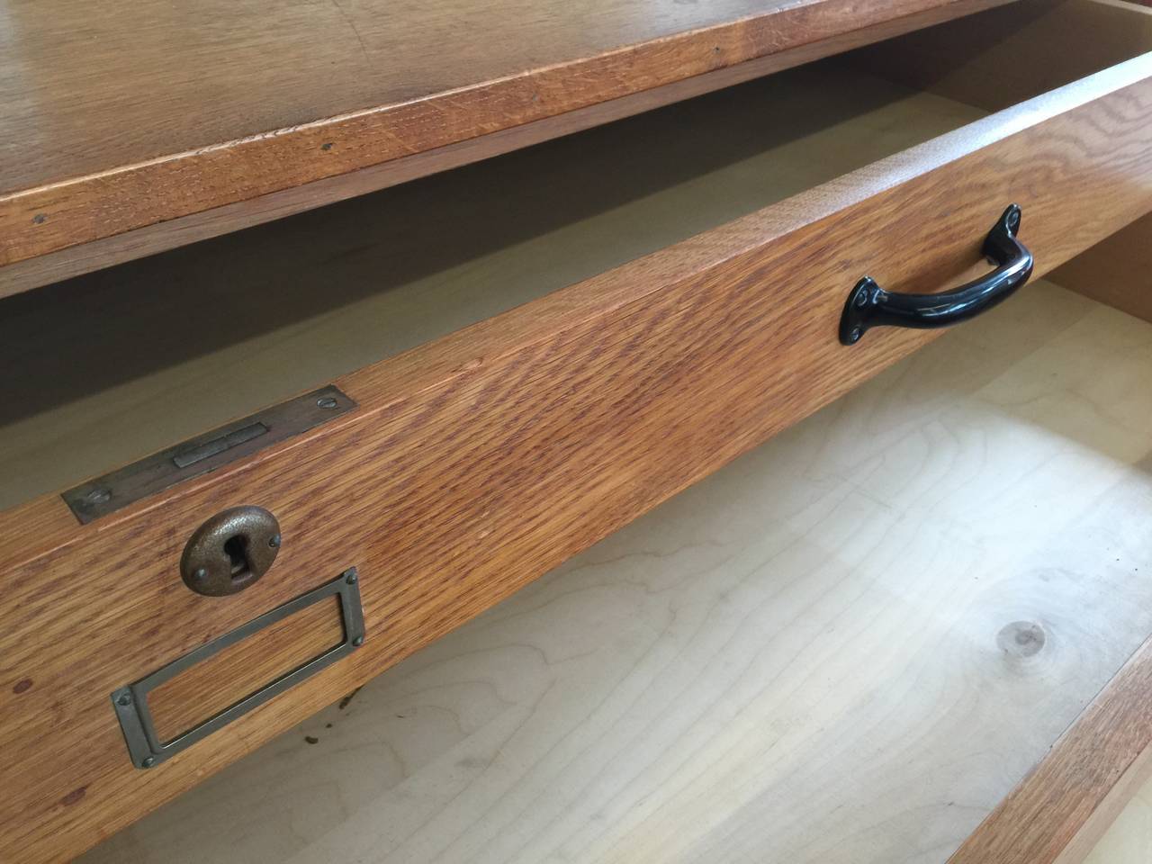 Large Oak Architects Flat File/Map Table from Dutch University In Good Condition In bergen op zoom, NL