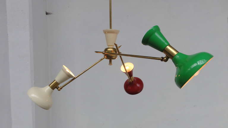 Lovely 1950s, Three Arm Chandelier by Stilnovo 1