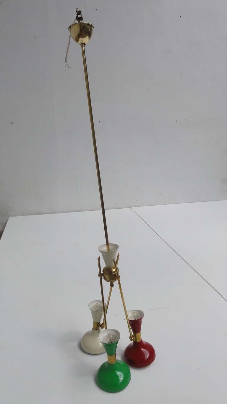 Lovely 1950s, Three Arm Chandelier by Stilnovo 4