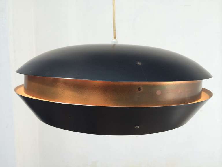 Laiton Lampe à suspension « Évolux » rare en laiton et métal par Hiemstra en vente