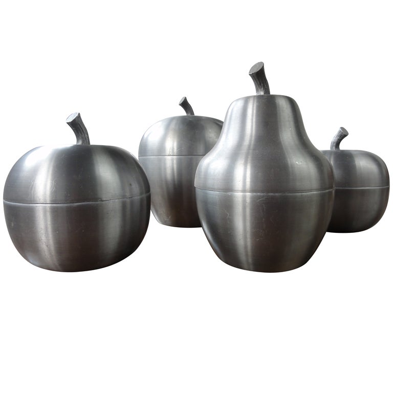 set of 4 Italian apple/pear ice buckets 1970's Sottsass inspired For Sale