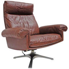 Brown Leather Desede Of Switzerland Reclining Lounge Chair