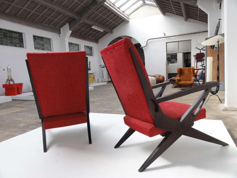 Exceptional Dynamic Sculptural  Form Italian Lounge Chairs from the 1950s 2