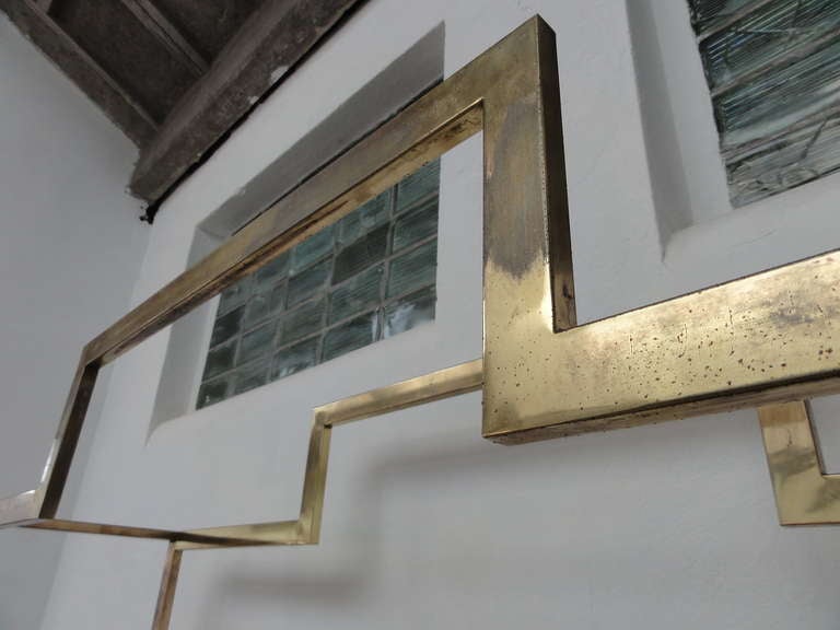 Monumental Geometric Large Brass Shelving by Romeo Rega, Italy, 1970's 4