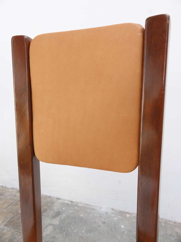 Mahogany 6 Angelo Mangiarotti S11 dining chairs,  Sorgente dei Mobili, Italy 1972