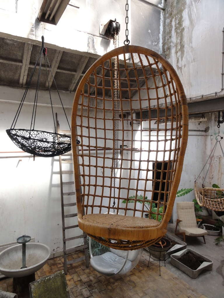 Dutch 1960's Rohe cane hanging chair Noordwolde, The Netherlands