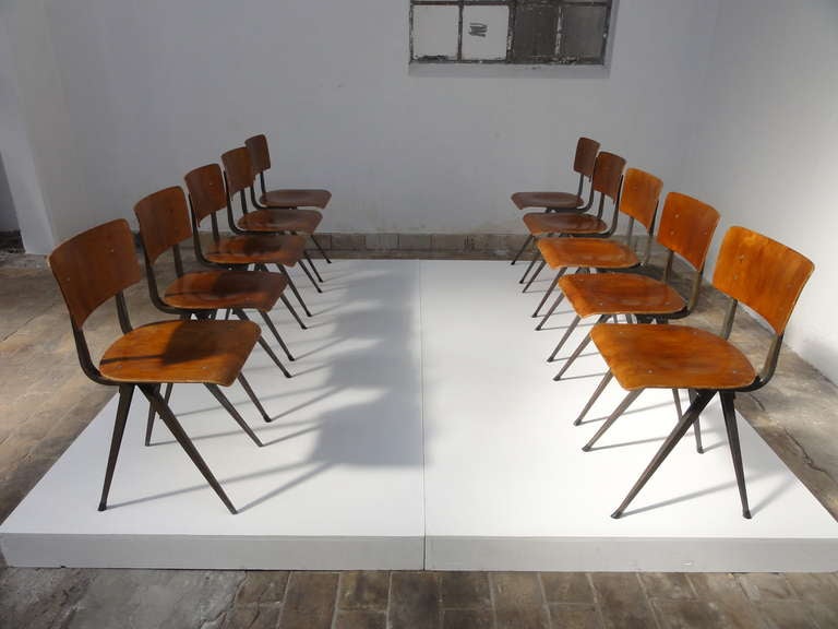 10 early Marko industrial chairs in the style of Friso Kramer
