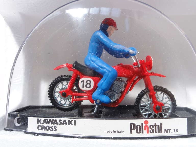 70's Polistil Die Cast Motorcycles 1:28 Counter Display Box In Excellent Condition In bergen op zoom, NL