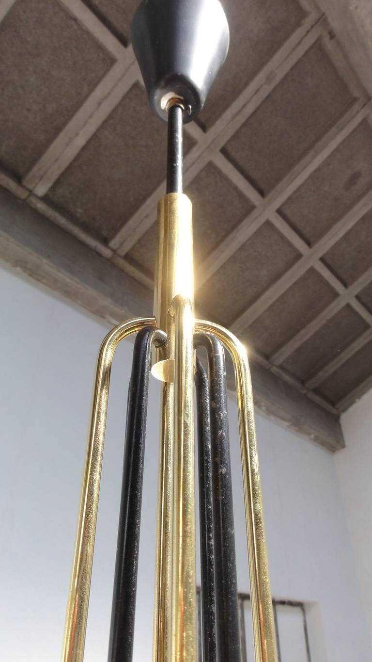 Decorative 1950s Italian Brass and Glass Eight-Arm Chandelier 4