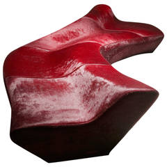 Canapé "Moraine" de Zaha Hadid en cuir de poney rouge "Fantasy Leather" Sawaya & Moroni:: 2004