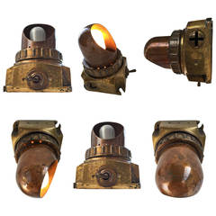 Vintage Stunning Dutch Brass Nautical Adjustable Machine Industrial Age Wall Sconces