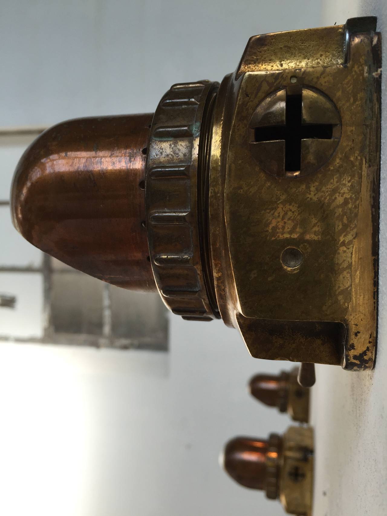 Stunning Dutch Brass Nautical Adjustable Machine Industrial Age Wall Sconces In Good Condition In bergen op zoom, NL